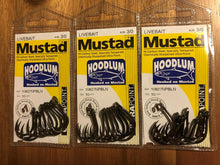 Load image into Gallery viewer, 3 Packs of Mustad 10827NPBLN Hoodlum Live Bait 4x Super Strong Fishing Hooks
