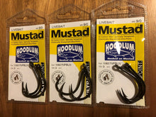Load image into Gallery viewer, 3 Packs of Mustad 10827NPBLN Hoodlum Live Bait 4x Super Strong Fishing Hooks