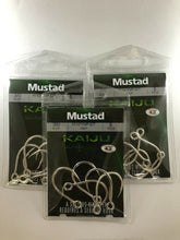 Load image into Gallery viewer, 3x Packets Mustad 10121NPDT Kaiju In-Line Single Fishing Hooks 7x Strong Hook