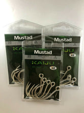 Load image into Gallery viewer, 3x Packets Mustad 10121NPDT Kaiju In-Line Single Fishing Hooks 7x Strong Hook