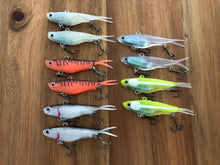 Load image into Gallery viewer, 10 x 95mm x 20g soft plastic vibe transam fishing lures- Barra, bass, jew, jack+