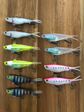 Load image into Gallery viewer, 10 x 95mm x 20g soft plastic vibe transam fishing lures- Barra, bass, jew, jack+