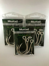 Load image into Gallery viewer, 3x Packets Mustad 10121NPDT Kaiju In-Line Single Fishing Hooks 7x Strong Hook
