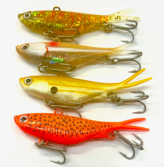 4/8/12 x Soft Plastic Vibe Lures, 95mm Vibes Trazo, Transam, Fishing Lures Reef Fish - Coral trout, Sweetlip, Snapper