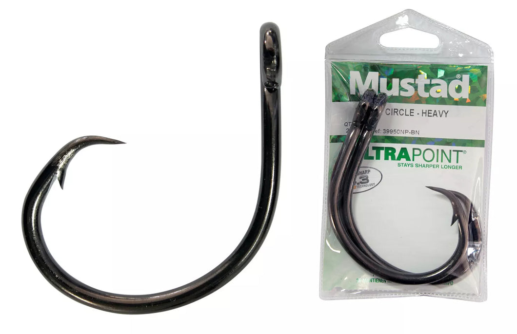 2 Packs Mustad 39950NP-BN Demon Wide Gap Heavy Duty Circle Hooks 6/0-14/0