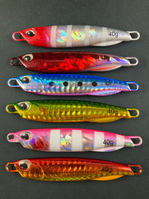 Micro Jigs 60g, 40g,30g, 25g, 20g, 15g, 10g - catch Kingfish, Mackeral, Samson Fish, Amberjack, Snapper, Pearl perch, Dhufish