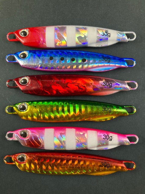 Micro Jigs 60g, 40g,30g, 25g, 20g, 15g, 10g - catch Kingfish, Mackeral, Samson Fish, Amberjack, Snapper, Pearl perch, Dhufish