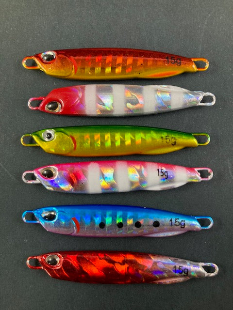 Micro Jigs 60g, 40g,30g, 25g, 20g, 15g, 10g - catch Kingfish, Mackeral, Samson Fish, Amberjack, Snapper, Pearl perch, Dhufish