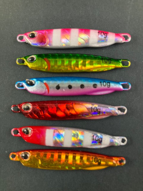 Micro Jigs 60g, 40g,30g, 25g, 20g, 15g, 10g - catch Kingfish, Mackeral, Samson Fish, Amberjack, Snapper, Pearl perch, Dhufish