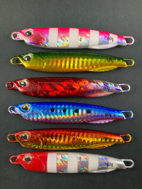 Micro Jigs 60g, 40g,30g, 25g, 20g, 15g, 10g - catch Kingfish, Mackeral, Samson Fish, Amberjack, Snapper, Pearl perch, Dhufish