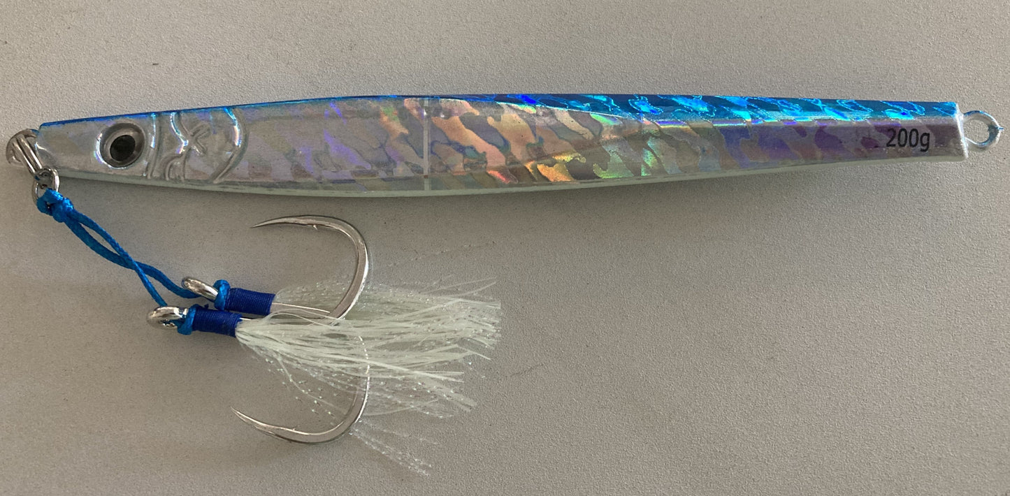 200g Knife Jig with 3/0 BKK Assist Hooks - Samsonfish, Kingfish, Amberjack, Snapper, Jewfish