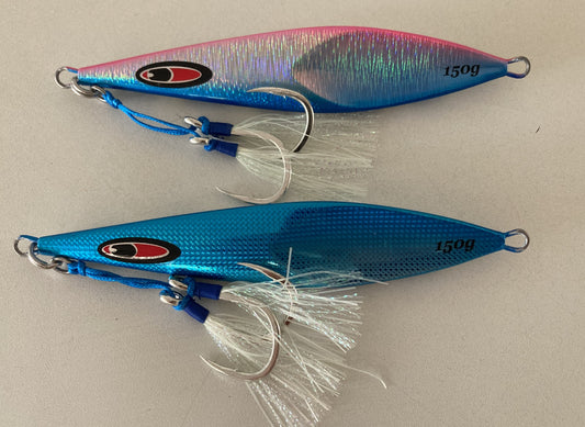 150g Butterfly Jig with 3/0 BKK Assist Hooks - Samsonfish, Kingfish, Amberjack, Snapper, Jewfish - 2 pack