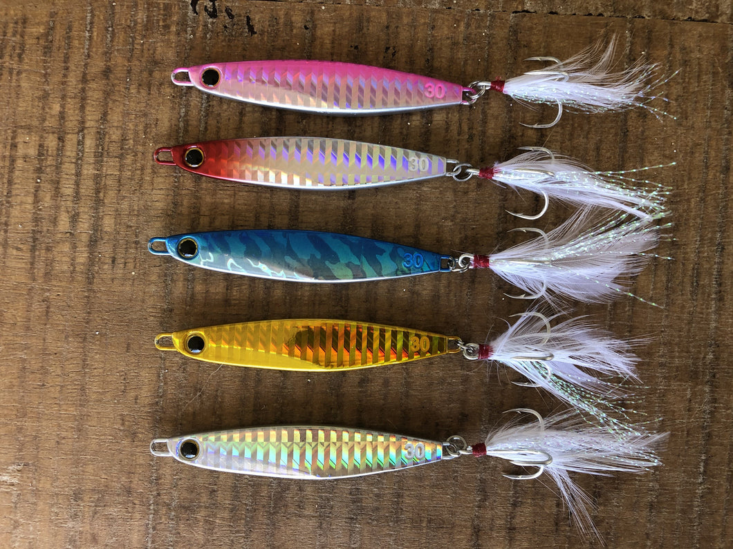 5 x 30g Tight Lines Metal Slugs - Tailor, Salmon, Tuna and more