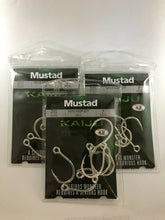 Load image into Gallery viewer, 3x Packets Mustad 10121NPDT Kaiju In-Line Single Fishing Hooks 7x Strong Hook
