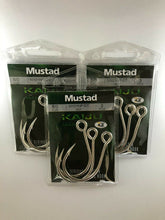 Load image into Gallery viewer, 3x Packets Mustad 10121NPDT Kaiju In-Line Single Fishing Hooks 7x Strong Hook
